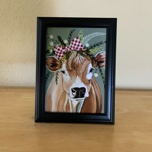 Farmhouse Christmas Cow picture 8x10 w/frame
